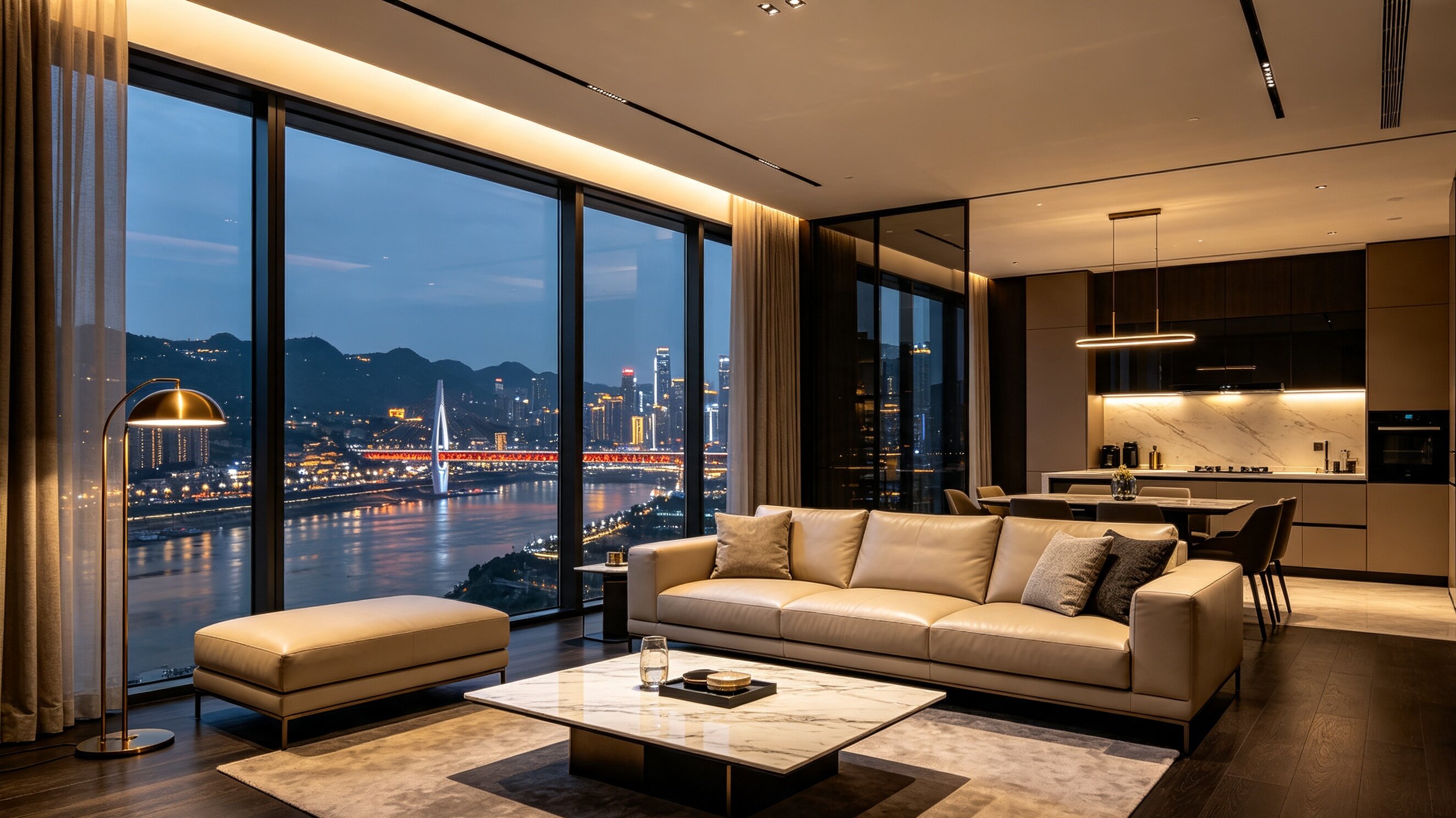 Modern 2-bedroom apartment with city view in Jiangbei, Chongqing